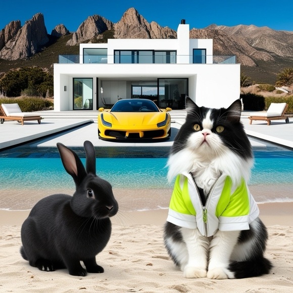 HANDCRAFTED digital art fur babies and architectural spaces high quality print - Picture 1 of 14